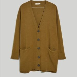Madewell Miller cardigan sweater worn olive cotton blend xs